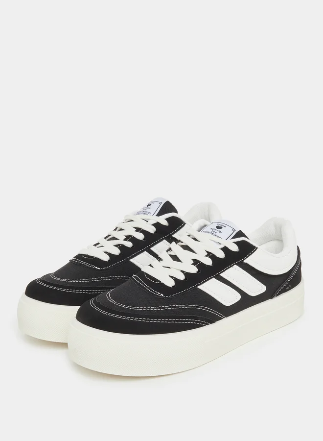 Styli Styli Panelled Lace Up Sneakers with Stitching Detail