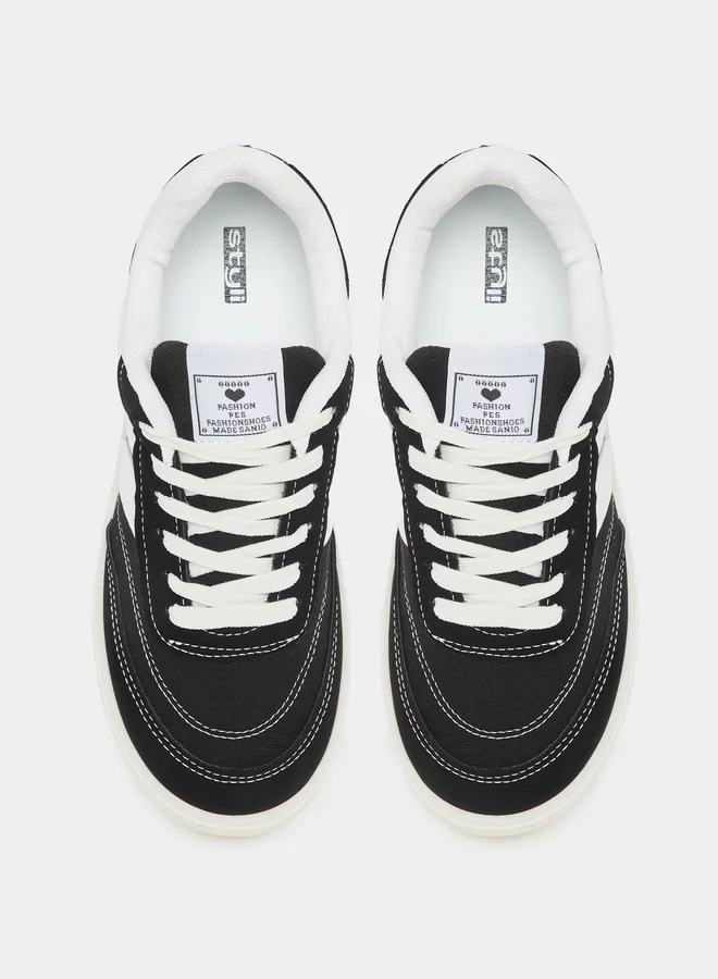 Styli Styli Panelled Lace Up Sneakers with Stitching Detail