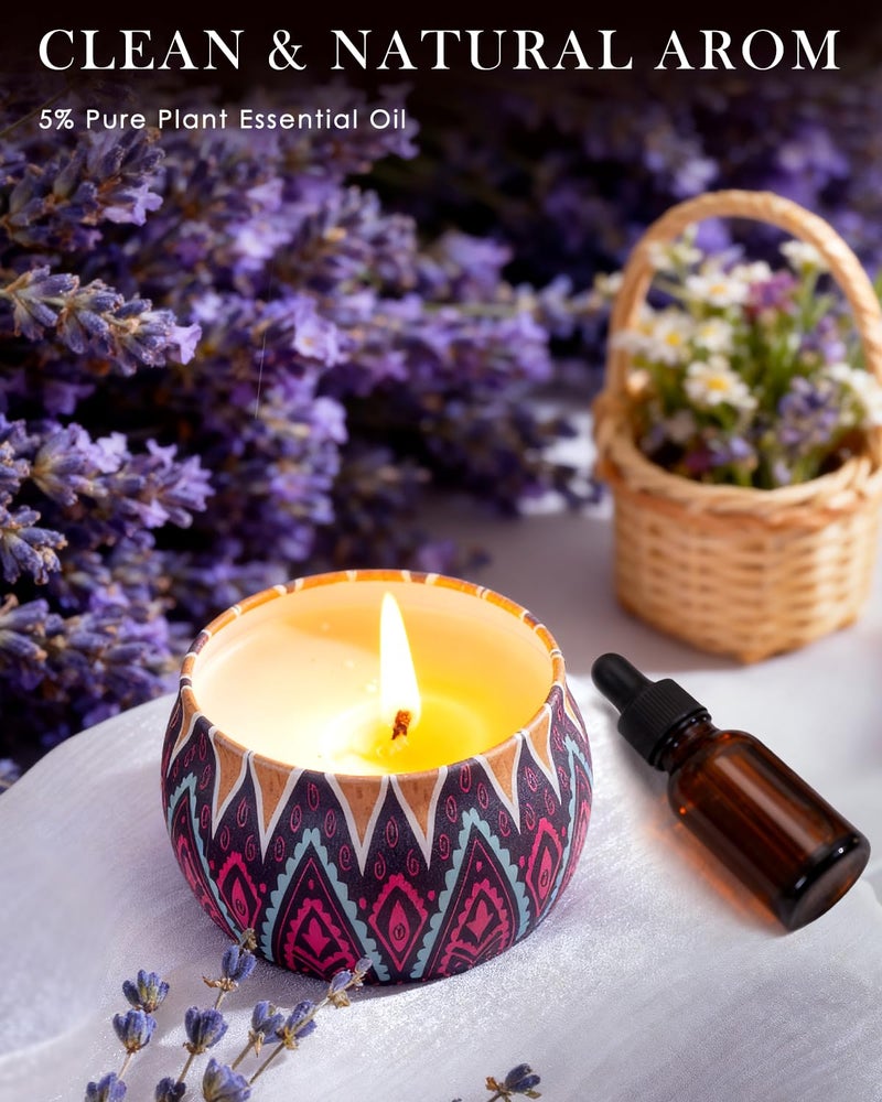 YINUO LIGHT Scented Candles Gifts Set, 4 Pack Aromatherapy Candles for Home Scented, Stress Relief Gifts for Women, 120 H Lasting Burn Natural Soy Wax Candle for Birthday Valentine Mother's Christmas Day - Image 5