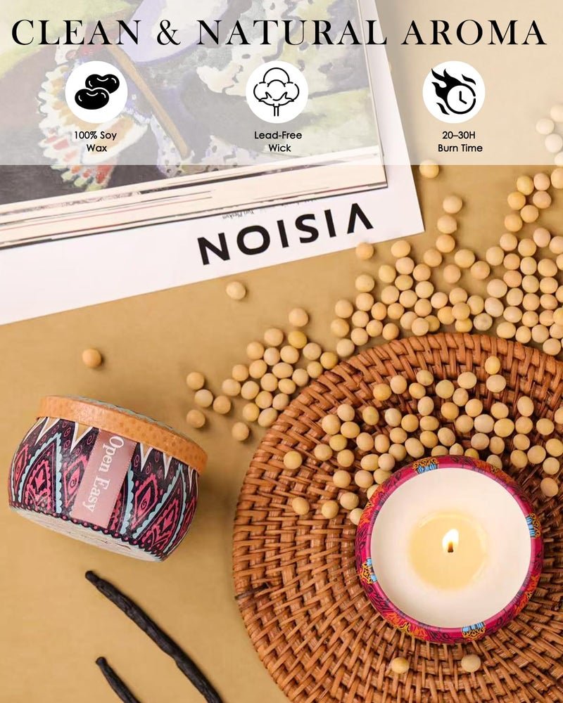 YINUO LIGHT Scented Candles Gifts Set, 4 Pack Aromatherapy Candles for Home Scented, Stress Relief Gifts for Women, 120 H Lasting Burn Natural Soy Wax Candle for Birthday Valentine Mother's Christmas Day - Image 2