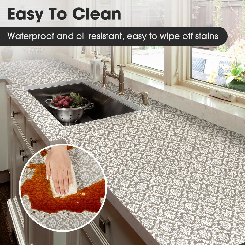 ALIUNI Drawer and Shelf Liner, Non-Slip Kitchen Cabinet Liners Non-Adhesive Thick Strong Grip Waterproof Washable Mats Protect Dresser Shelves Cupboard Bathroom Cabinets, Boho: Beige, 12 in X 10 FT - Image 4