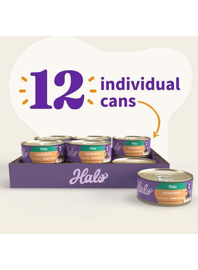 Halo Adult Grain Free Wet Cat Food Pate, Chicken Recipe, Healthy Cat Food with Real, Whole Chicken, 5.5 oz Can (Pack of 12) - Image 3