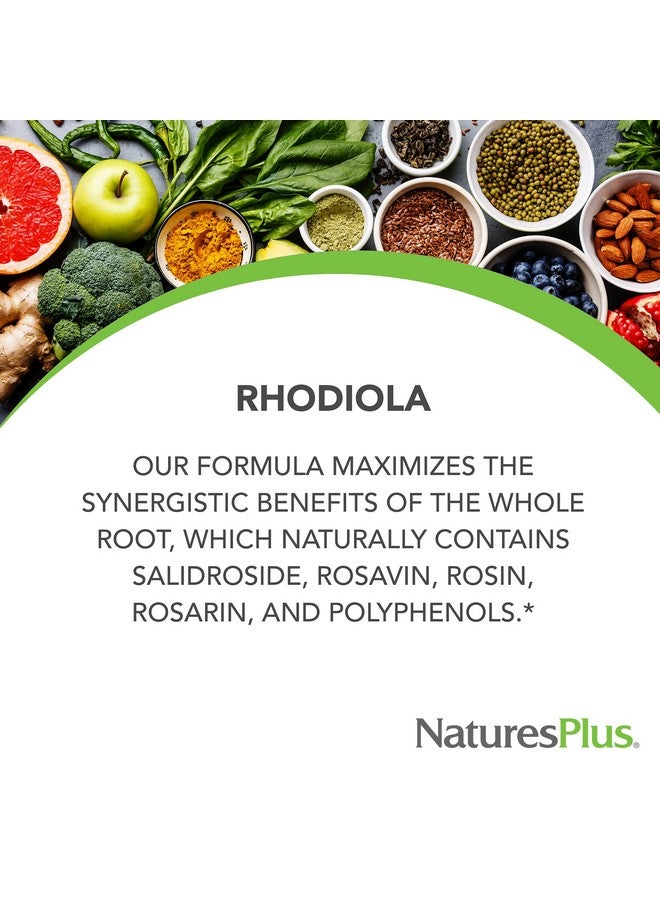 NaturesPlus ناتشرز بلس روديولا، إفراز ممتد - 1000 ملغ، 30 قرص نباتي - مكمل عشبي للطاقة والتركيز وتخفيف التوتر - نباتي، خالي من الغلوتين - 30 حصة - Image 3