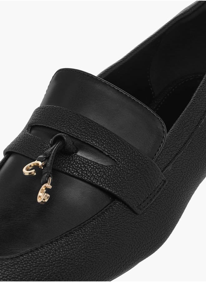 Celeste - Women's Solid Slip-On Loafers with Charm Detail - Image 1
