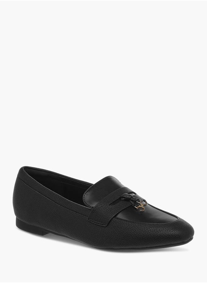 Celeste - Women's Solid Slip-On Loafers with Charm Detail - Image 1