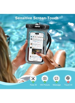 JOTO Universal Waterproof Phone Pouch Cellphone Dry Bag Case Cruise Beach Essentials for iPhone 15 14 13 12 11 Pro Max 8 7, Galaxy S23 S22 S21, Pixel up to 7" -Grey  - Image 4