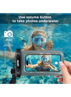 JOTO Universal Waterproof Phone Pouch Cellphone Dry Bag Case Cruise Beach Essentials for iPhone 15 14 13 12 11 Pro Max 8 7, Galaxy S23 S22 S21, Pixel up to 7" -Grey  - Image 2