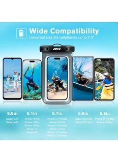 JOTO Universal Waterproof Phone Pouch Cellphone Dry Bag Case Cruise Beach Essentials for iPhone 15 14 13 12 11 Pro Max 8 7, Galaxy S23 S22 S21, Pixel up to 7" -Grey  - Image 3