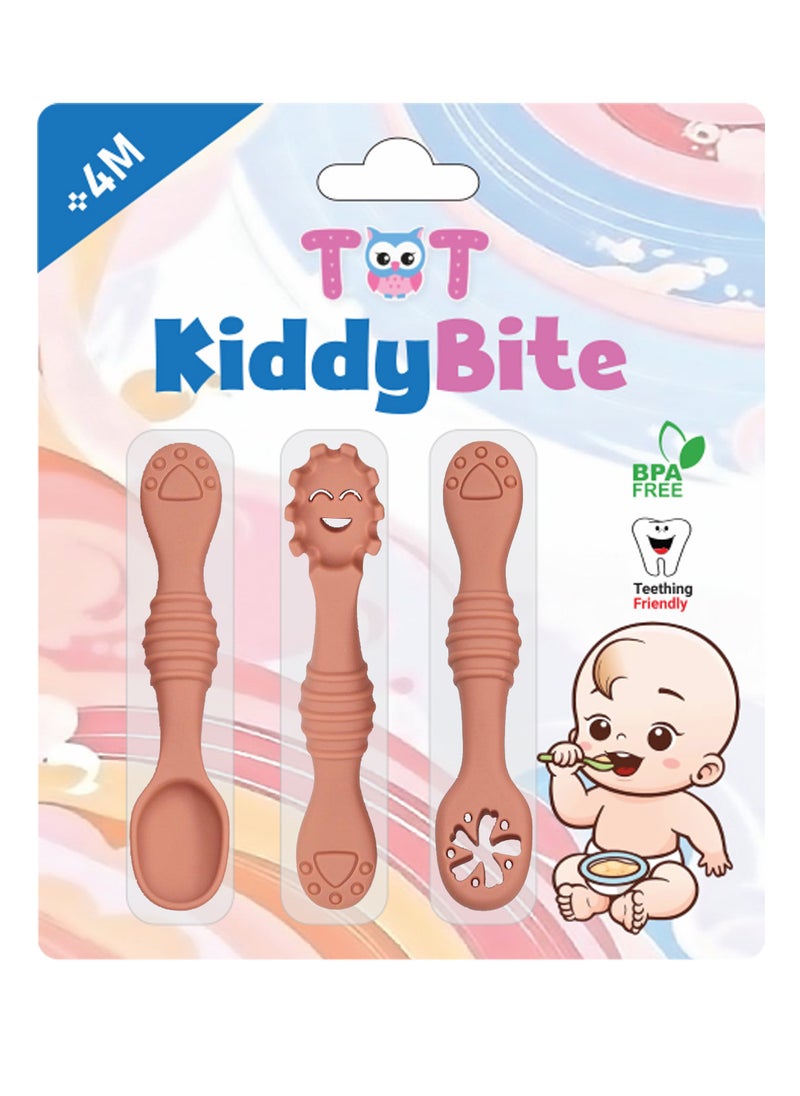 TOT TOT KiddyBite: Baby Silicon Spoons and Fork Set for Feeding  - Image 1