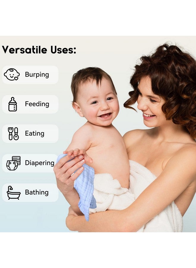 Unnivoll مناديل استحمام للأطفال من أوني فول 6 قطع، مناديل قطنية 100% للأطفال، مناديل تجشؤ كبيرة 12''X12'' ماصة وناعمة للمواليد الجدد والأطفال الأولاد والبنات - متعددة الألوان - Image 5