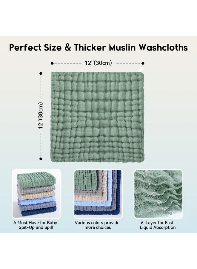 Unnivoll مناديل استحمام للأطفال من أوني فول 6 قطع، مناديل قطنية 100% للأطفال، مناديل تجشؤ كبيرة 12''X12'' ماصة وناعمة للمواليد الجدد والأطفال الأولاد والبنات - متعددة الألوان - Image 3