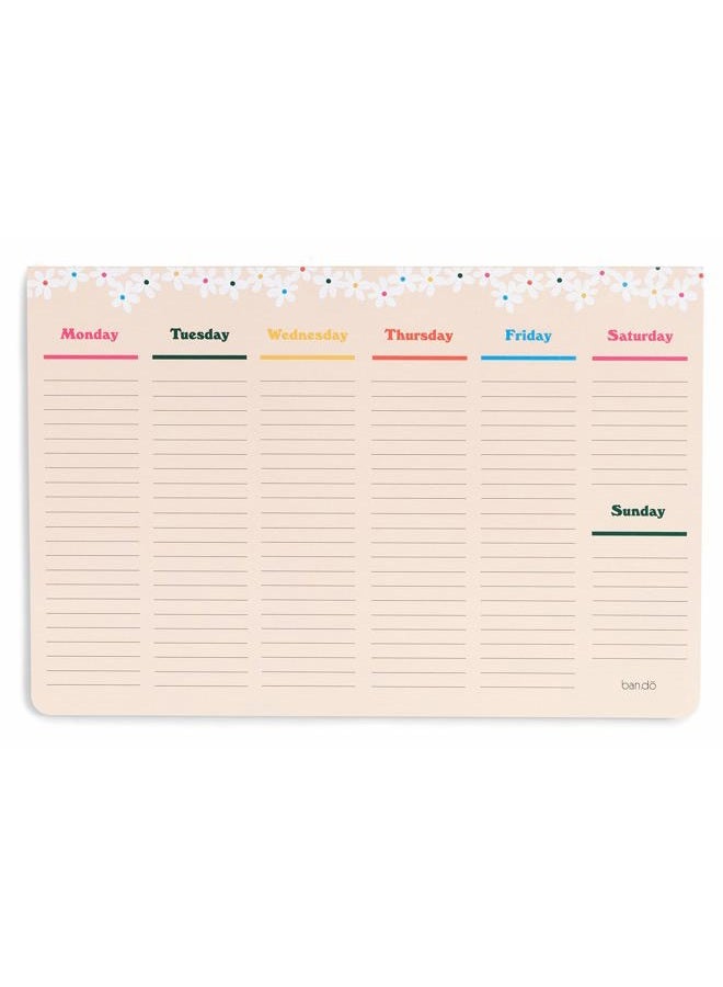 ban.do Week-to-Week Desktop Notepad, Desk Calendar with 52 Undated Sheets for 1 Year of Planning, Daisies (Mega) - Image 1