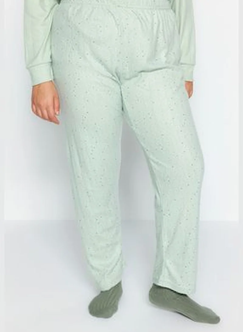 trendyol Mint Crew Neck Knitted Pajamas Set TBBAW24AI00047