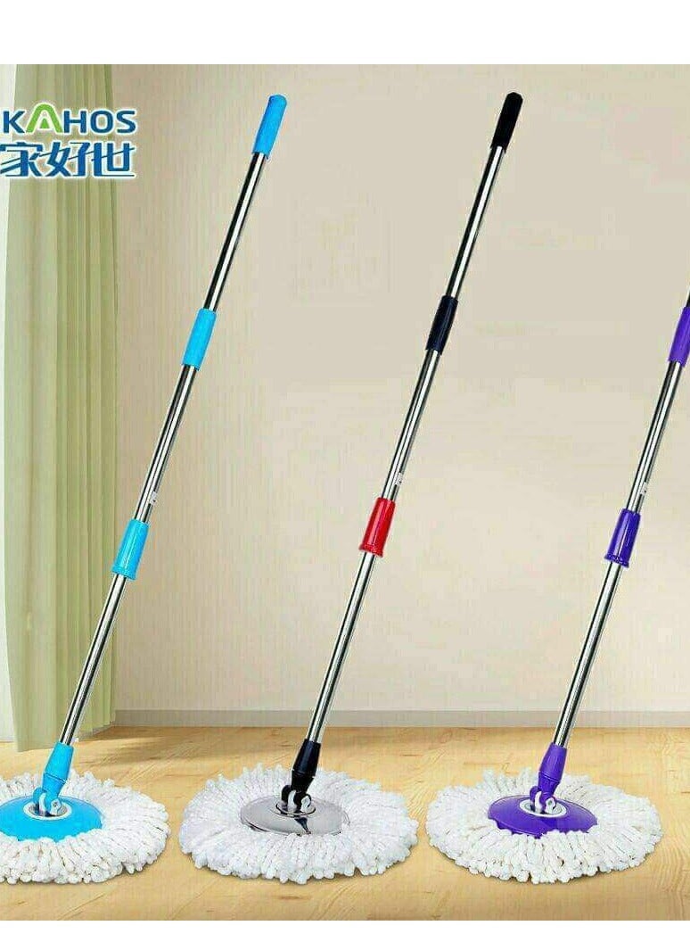 Stainless Steel Spin Mop Pole Handle with Microfibre Replacement Head for Floor Mop 360 Degree Home Floor Cleaning Scraper for Home Office H - Image 3