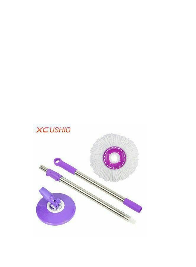 Stainless Steel Spin Mop Pole Handle with Microfibre Replacement Head for Floor Mop 360 Degree Home Floor Cleaning Scraper for Home Office H - Image 4