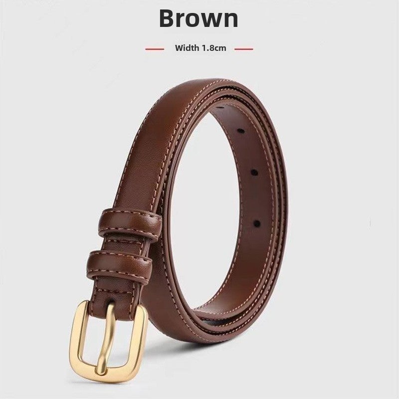 Womens Fashion Slim Belt for Dresses Brown  - Image 1