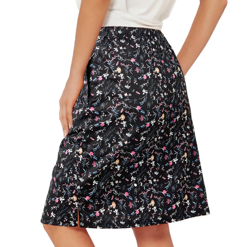 Zando Floral Plus Size Skort for Women - Dressy to Casual Athletic Skirt with Pockets, Tummy Control Tennis Golf Skort (Flowers Black, 3X-Large) - Image 2
