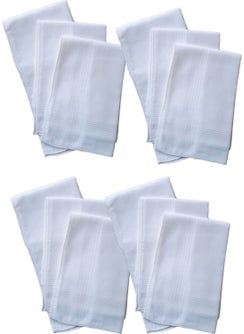 Elmira 12 Pc Hand Pocket Collar Fabric Handkerchief 36X36 cm 100 Cotton Tm White  - Image 1
