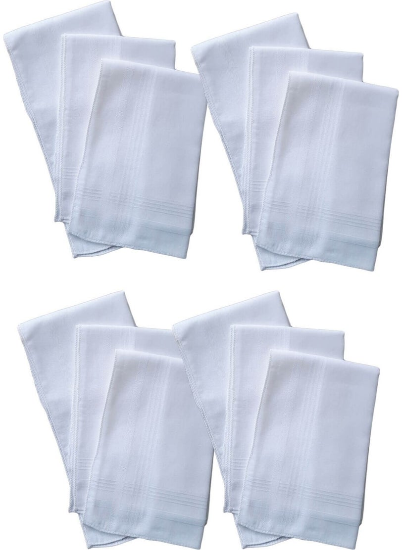 Elmira 12 Pc Hand Pocket Collar Fabric Handkerchief 36X36 cm 100 Cotton Tm White  - Image 1
