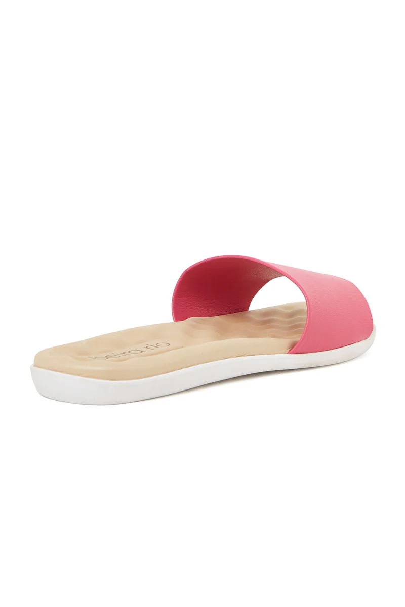 Beira Rio  BEIRA RIO Flat Sandals for Ladies – PINK Sandals with Slip On | Comfortable PU Upper & TPR Sole for Women | Best Price UAE
