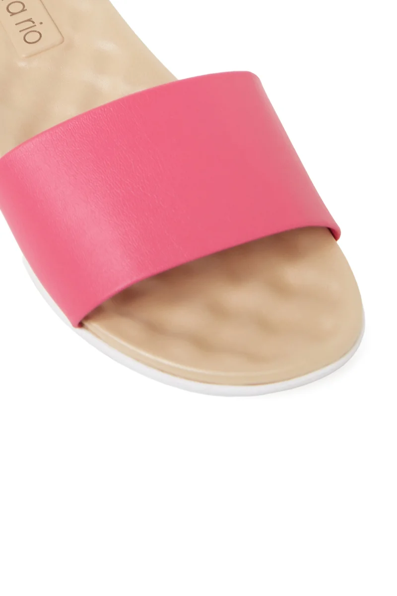 Beira Rio  BEIRA RIO Flat Sandals for Ladies – PINK Sandals with Slip On | Comfortable PU Upper & TPR Sole for Women | Best Price UAE