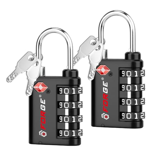 Forge Dual-Opening: Key or Combination Lock, TSA Approved Lock for Luggage, Pelican case, Travel, Gym, School,Luggage Combination Lock,Travel Bag Lock (Black 2 Pack) - Image 1