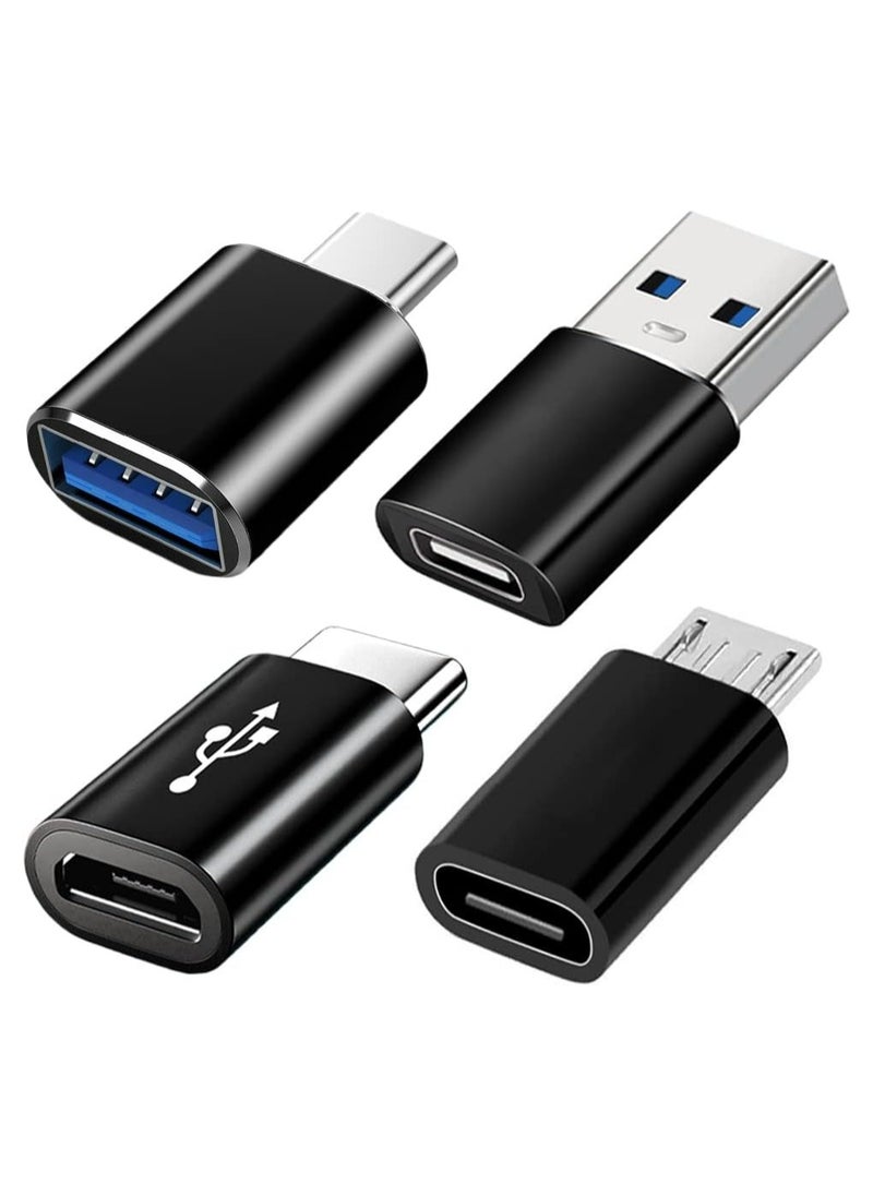 TLAXCA USB C Adapters 4 Pack, USB C to USB 3.0 OTG Adapter, Micro USB to USB C Adapter Compatible with MacBook Pro, Samsung Galaxy, Smartphones, Laptops, PC, in Car and More  - Image 1