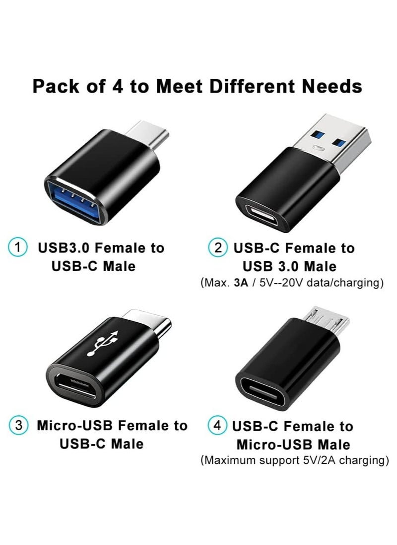 TLAXCA USB C Adapters 4 Pack, USB C to USB 3.0 OTG Adapter, Micro USB to USB C Adapter Compatible with MacBook Pro, Samsung Galaxy, Smartphones, Laptops, PC, in Car and More  - Image 2
