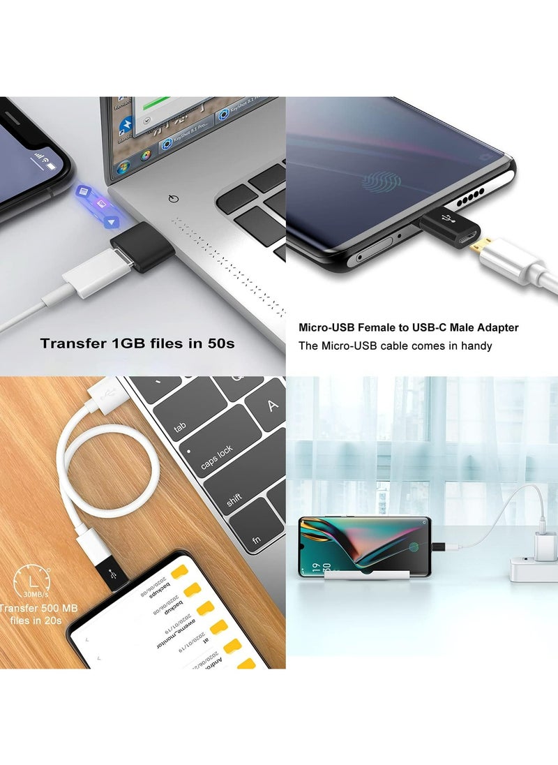 TLAXCA - USB C Adapters 4 Pack, USB C to USB 3.0 OTG Adapter, Micro USB to USB C Adapter Compatible with MacBook Pro, Samsung Galaxy, Smartphones, Laptops, PC, in Car and More - Image 1