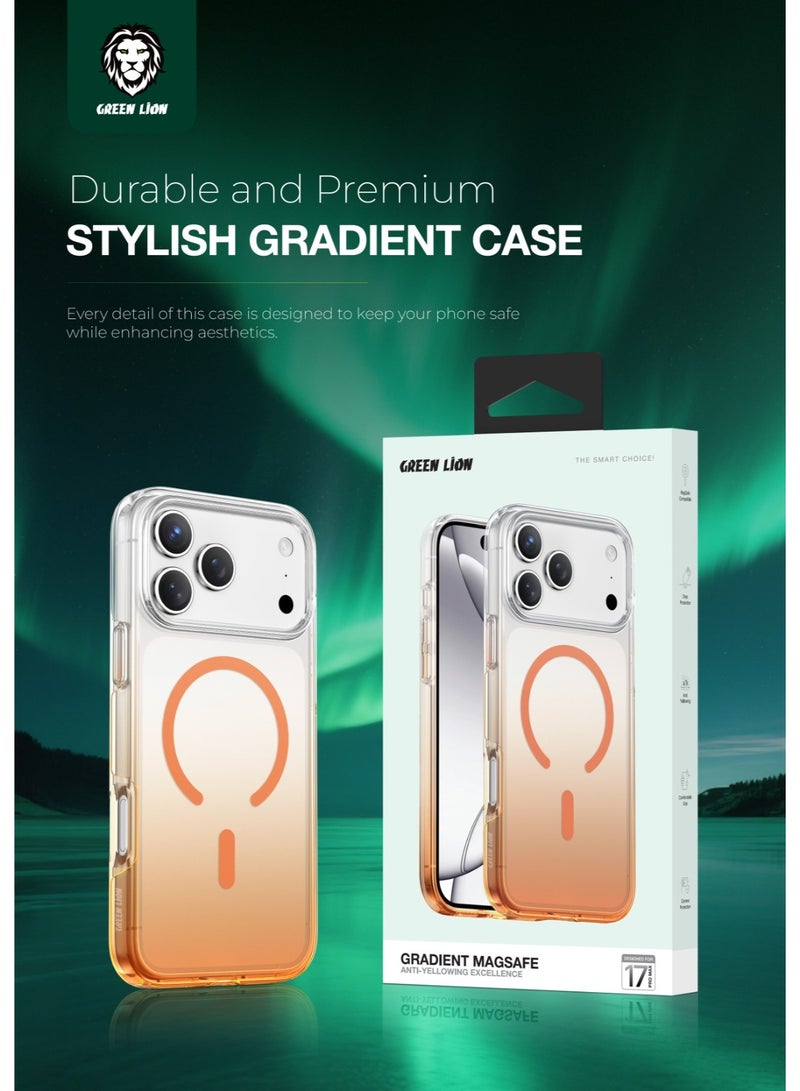 GREEN LION Gradient Magsafe Case iPhone 17 Pro Max with Powerful Magnetic Lock / MagSafe Compatible / Antioxidant Layer / Scratch Resistant - Orange Titanium - Image 3