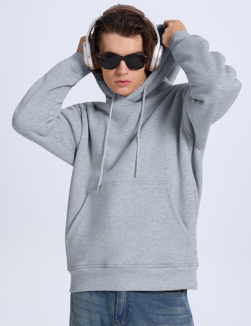 PEHMEA Men's Heavy Pullover Hoodie Sherpa Fleece Lined Thick Winter Hooded Sweatshirt for Outdoor Casual(Grey-L) - Image 2