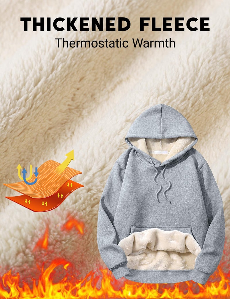 PEHMEA Men's Heavy Pullover Hoodie Sherpa Fleece Lined Thick Winter Hooded Sweatshirt for Outdoor Casual(Grey-L) - Image 4