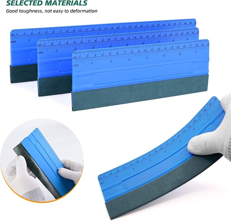 Ehdis Vinyl Squeegee Tool 3PCS Big Size Felt Edge Vinyl Wrap Squeegee for Graphic Decal Wrapping Applicator Tool Car Film Wallpaper Installing Window Tint Tool Craft Scraper-Pack of 3 - Image 2