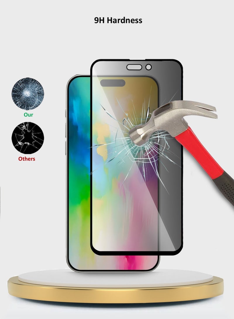Wtech Apple iPhone 16 Pro 2024 Premium E2E Series Privacy Full Glue Full Cover Tempered Glass Screen Protector - Clear/Black - Image 4