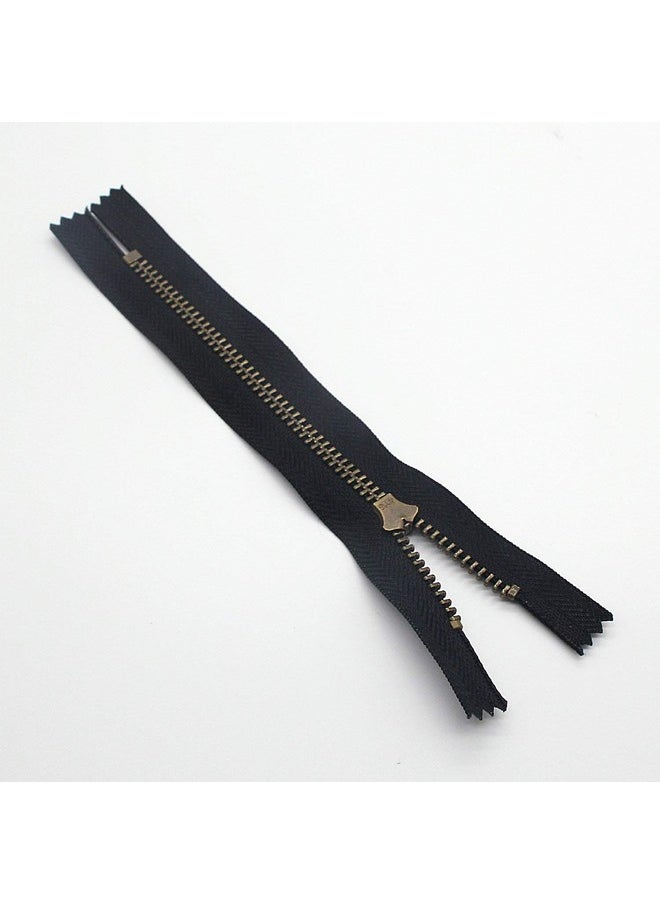 Leekayer - 4# 8" Metal Zipper For Jeans Antique Brass Zipper 8 Inch Close End Jeans Zippers 6Pcs,(Black-Brass) - Image 1