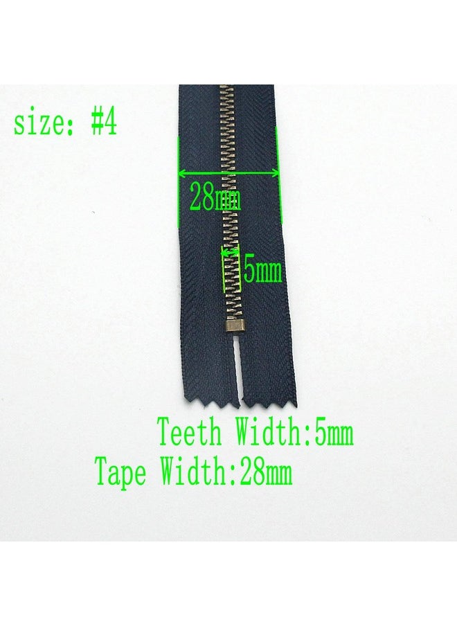 Leekayer - 4# 8" Metal Zipper For Jeans Antique Brass Zipper 8 Inch Close End Jeans Zippers 6Pcs,(Black-Brass) - Image 1