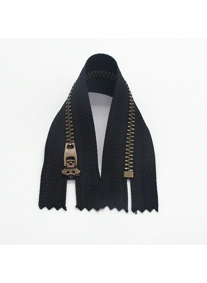 Leekayer - 4# 8" Metal Zipper For Jeans Antique Brass Zipper 8 Inch Close End Jeans Zippers 6Pcs,(Black-Brass) - Image 1