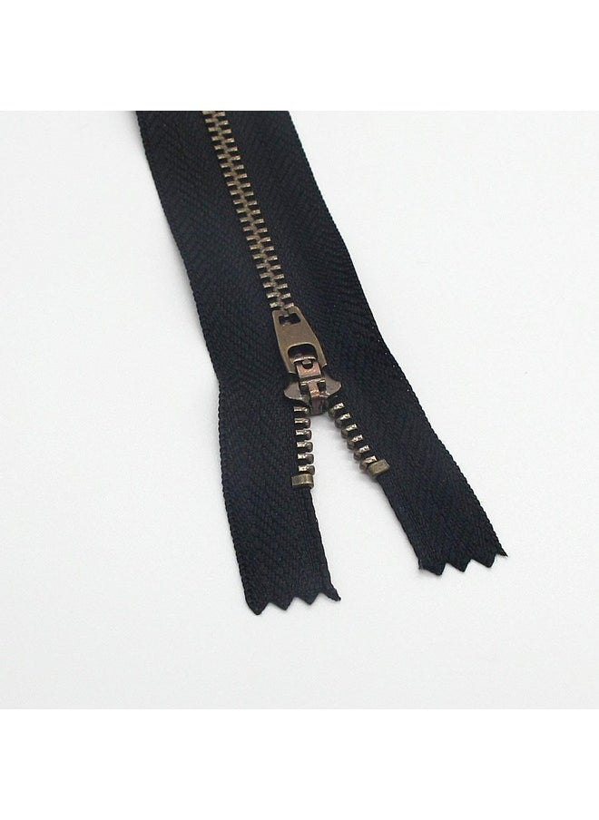 Leekayer - 4# 8" Metal Zipper For Jeans Antique Brass Zipper 8 Inch Close End Jeans Zippers 6Pcs,(Black-Brass) - Image 1