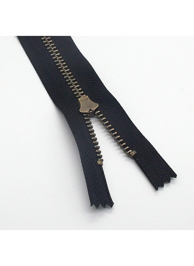 Leekayer - 4# 8" Metal Zipper For Jeans Antique Brass Zipper 8 Inch Close End Jeans Zippers 6Pcs,(Black-Brass) - Image 1