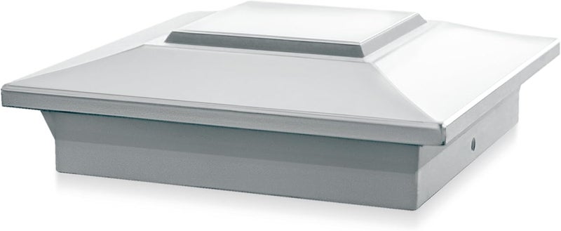 Classy Caps White Aluminum Deck & Fence Post Cap Fits Actual 6”x6”, 5.5”x5.5”, or 5”x5” Post - Image 1