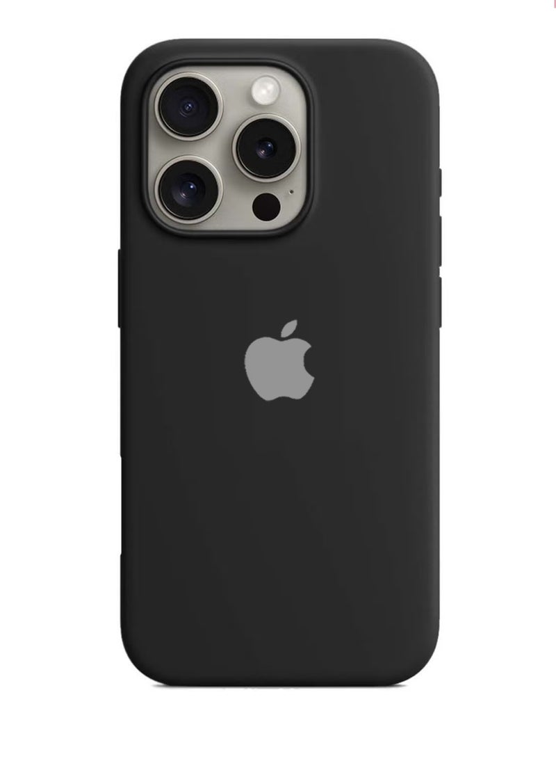 Apple iPhone 16 Pro Max 2024 Premium Soft Liquid Silicone Case Cover (MCRPSN) - Black