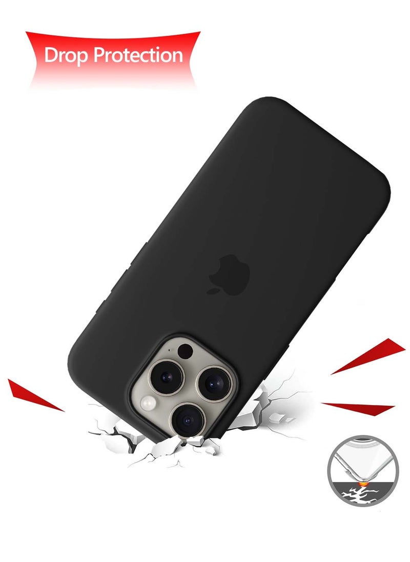 Wtech - Apple iPhone 16 Pro Max 2024 Premium Soft Liquid Silicone Case Cover (MCRPSN) - Black - Image 1