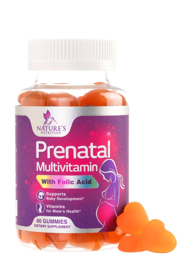 Folic Acid Prenatal Multivitamin Gummies For Women Nature's Non Gmo And Gluten Free Supplement 60 Gummies