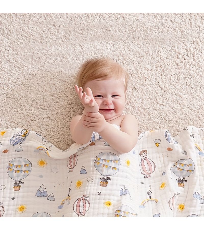 Baby Cotton Seersucker Bath Towel 27.56x35.43 Inch Highly Absorbent Soft - Image 1
