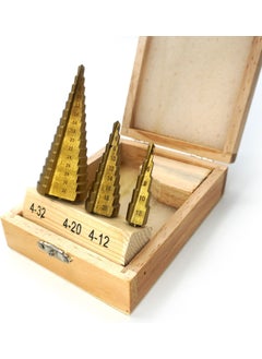 Combat Set of 3 Stainless Stepped Drill Bit Sheet Metal Drilling Bit Wooden Box 