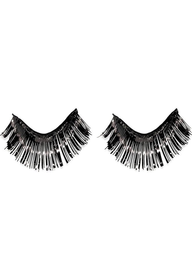 Amscan Black Tinsel Eyelashes - 0.5" x 1" (Pack of 1) - Bold, Glamorous & Lightweight, Perfect for Parties & Events - Image 1