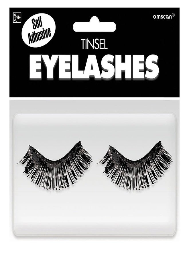 Amscan Black Tinsel Eyelashes - 0.5" x 1" (Pack of 1) - Bold, Glamorous & Lightweight, Perfect for Parties & Events - Image 2