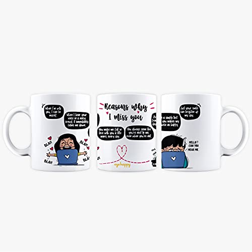 Oye Happy - Reasons Why I Miss You Mug - Romantic Gift for Boyfriend/Girlfriend/Husband/Wife on Birthday/Anniversary/Valentine's Day (Ceramic) (Microwavable) (330 ml) - Image 1