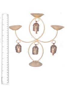 Ethnics of Kutch Ethnics of Kutch Hand Made Metal Bells Wrought Iron CopperZinc Coated Home Dcor Chimes Cow Bell Diva Stand 4 Bell 21 cms Length Colour Copper BEL0034  - Image 5