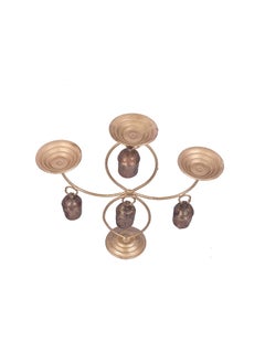 Ethnics of Kutch Ethnics of Kutch Hand Made Metal Bells Wrought Iron CopperZinc Coated Home Dcor Chimes Cow Bell Diva Stand 4 Bell 21 cms Length Colour Copper BEL0034  - Image 3